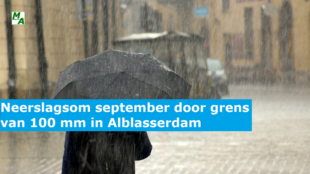 Neerslagsom september door grens van 100 mm in Alblasserdam