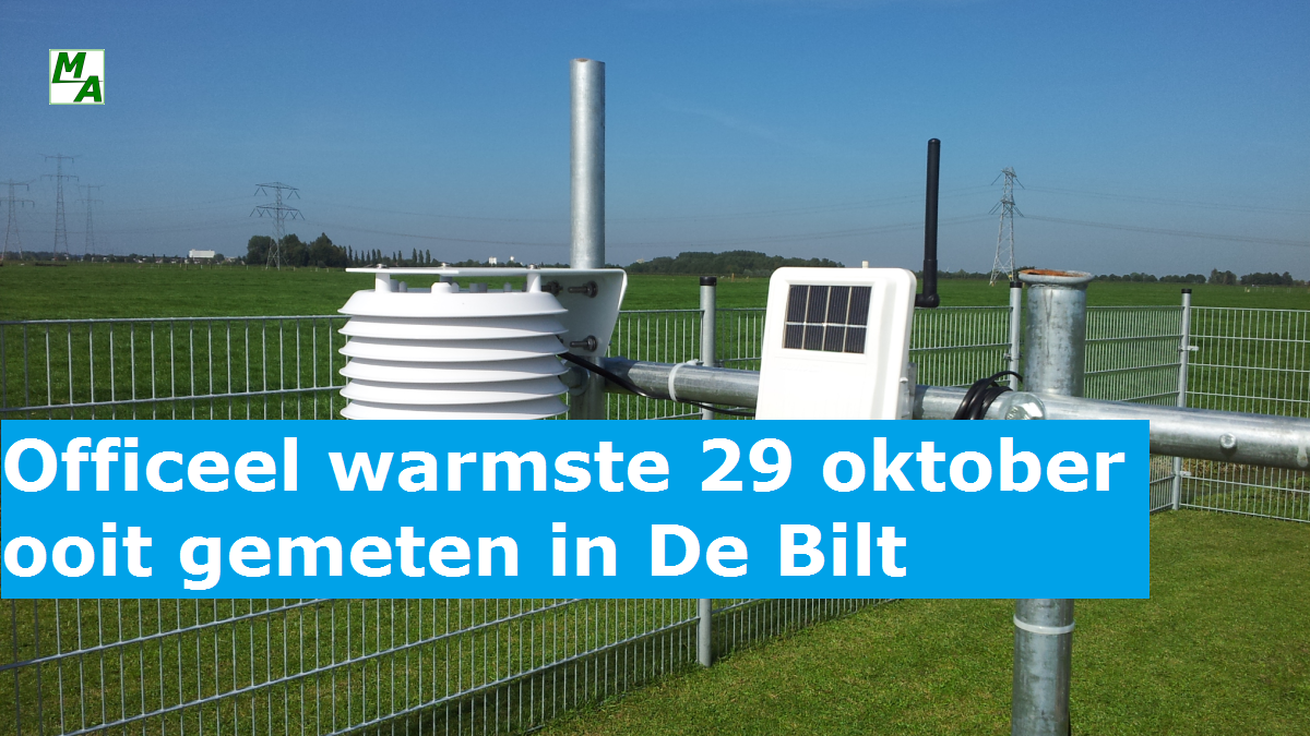 Officieel warmste 29 oktober ooit gemeten in De Bilt